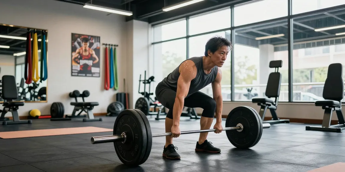 Prime Pharma Steroids - Fitnessprofessional tilt deadlift uitvoeren in moderne sportschool met energieke sfeer.