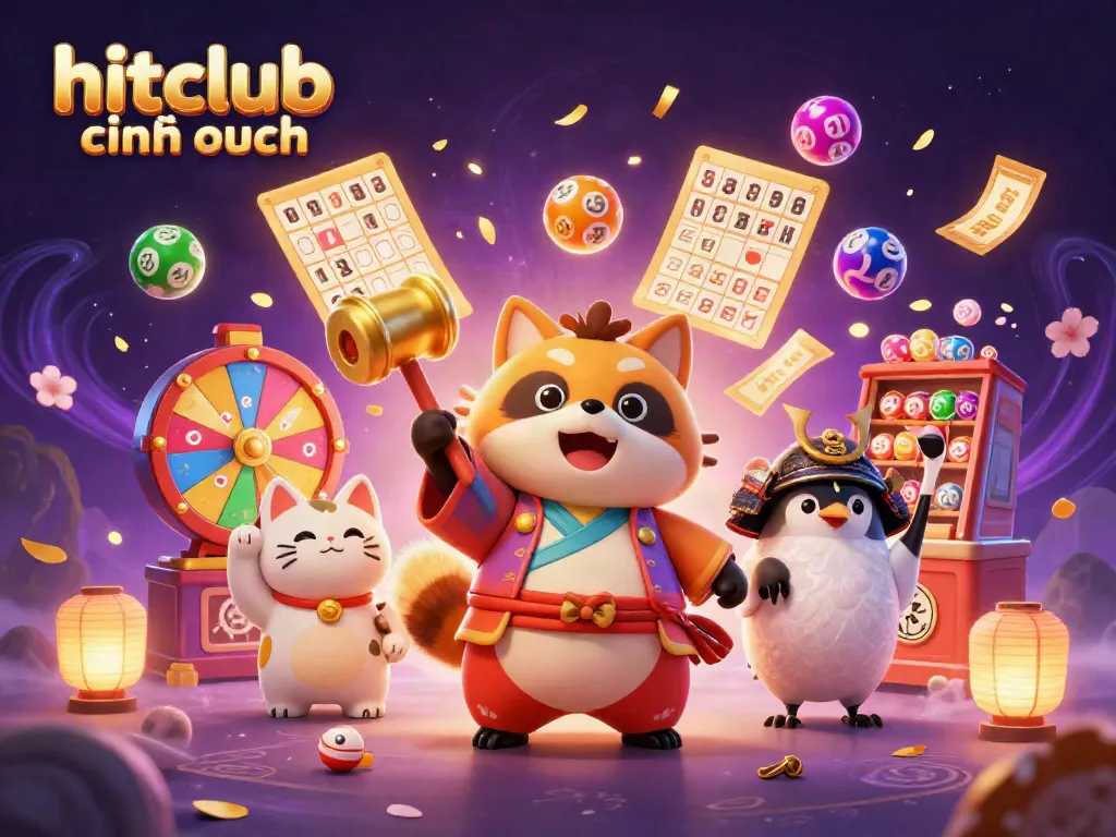 Experience the vibrant world of hitclub chính thức through a dynamic 3D illustration featuring cheerful characters and gaming elements.