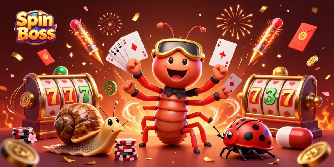Spin Boss dealer showcases vibrant casino excitement with cards and chips in 3D illustration.