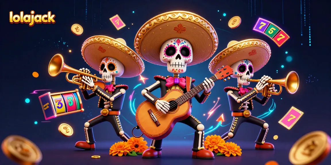 Experience the excitement of lolajack casino with animated skeleton musicians and dynamic slot elements.